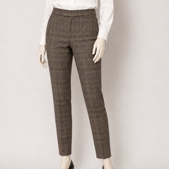 SOHO Apparel Ltd. Pants - SOHO Apparel Brown Yellow Glen Plaid Pull On Skinny Pants Womens Size Large